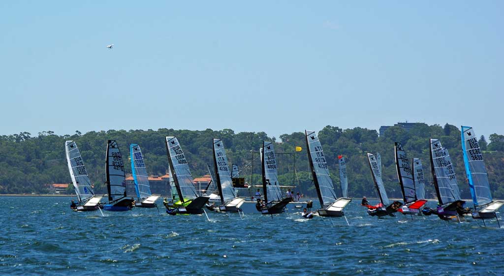 Invitational practice race start. Image by Rick Steuart of Perth Sailing Photography